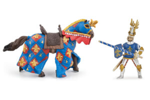 PAPO Blue Fleur de Lys Knight & Horse Set