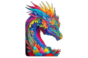 Hidden Shapes Puzzle: Colorful Dragon