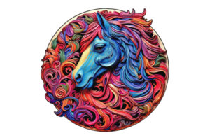 Hidden Shapes Puzzle: Swirly Horse