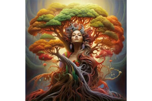 Hidden Shapes Puzzle: Tree Goddess