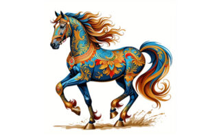 Hidden Shapes Puzzle: Colorful Warhorse